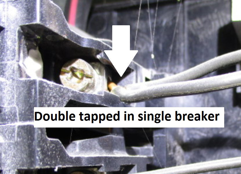 Two wires inserted into an opening intended for a single wire